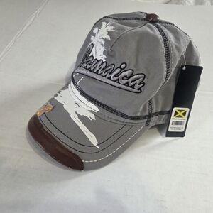 Gray Jamaica Baseball Hat NWT with Palm Tree Design